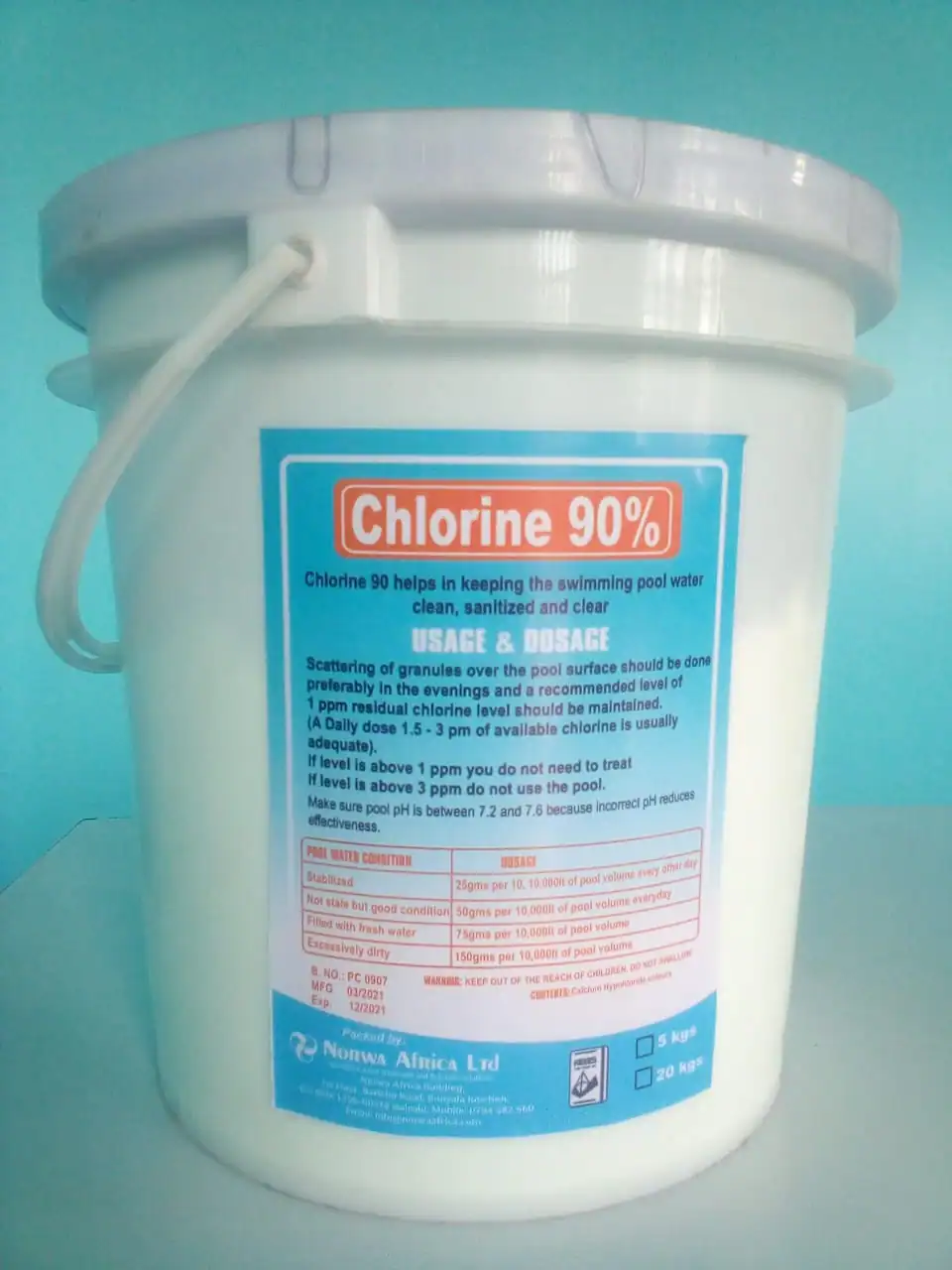 Liquid sodium hypochlorite containers