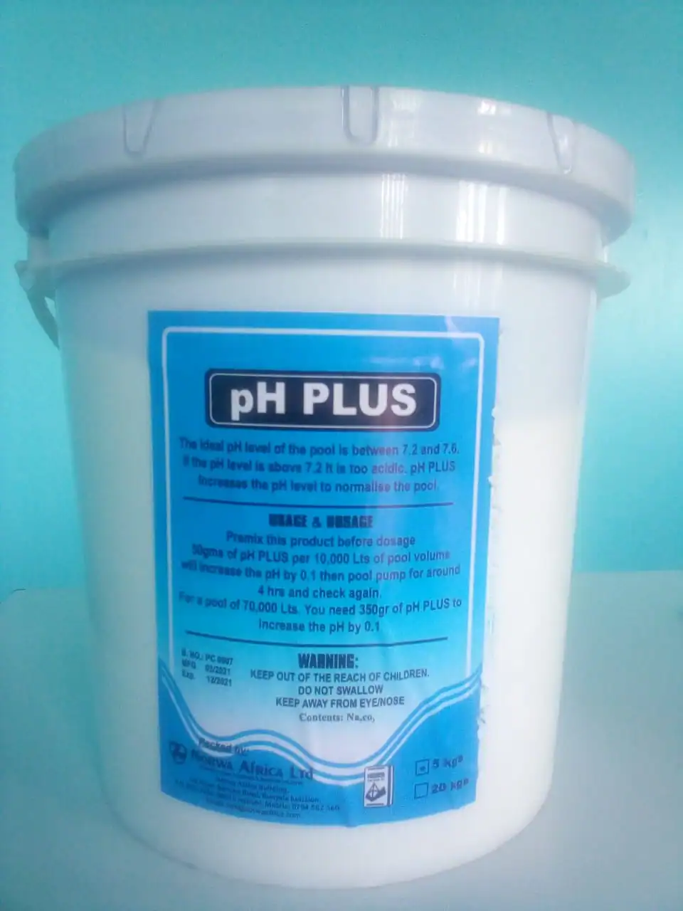 pH adjustment chemical containers